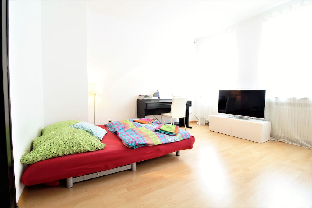 The many windows flood the room with light & create a warm, friendly atmosphere.