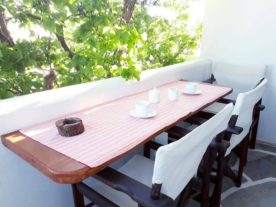 Shaded balcony under the apricot tree