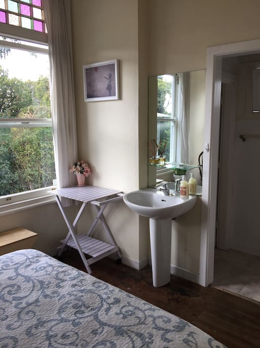 From bedroom into separate bathroom