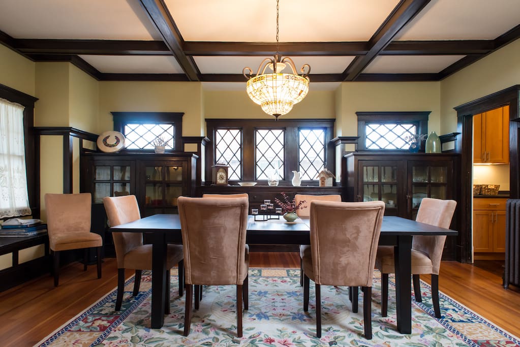 Enjoy a meal or play a board game in the dining room.