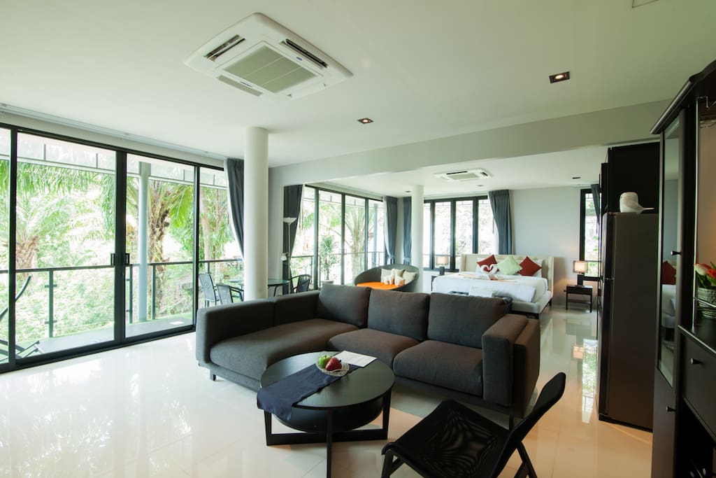 Large Living Area connected to Bedroom#1. 60" TV Entertainment