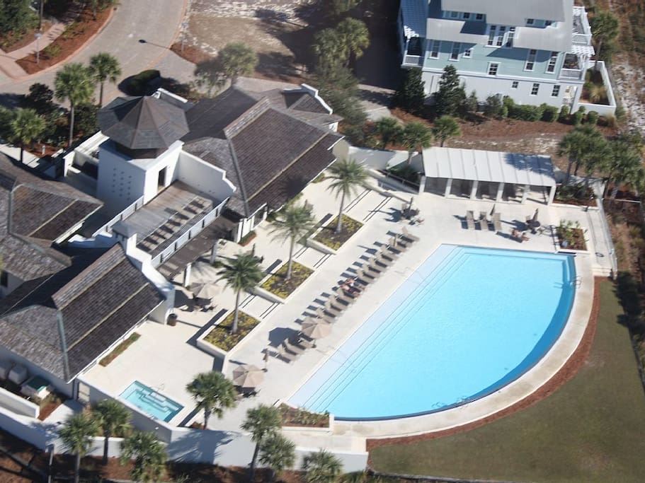 Ariel view of Cypress Dunes Pool, Exercise Gym, & Club House