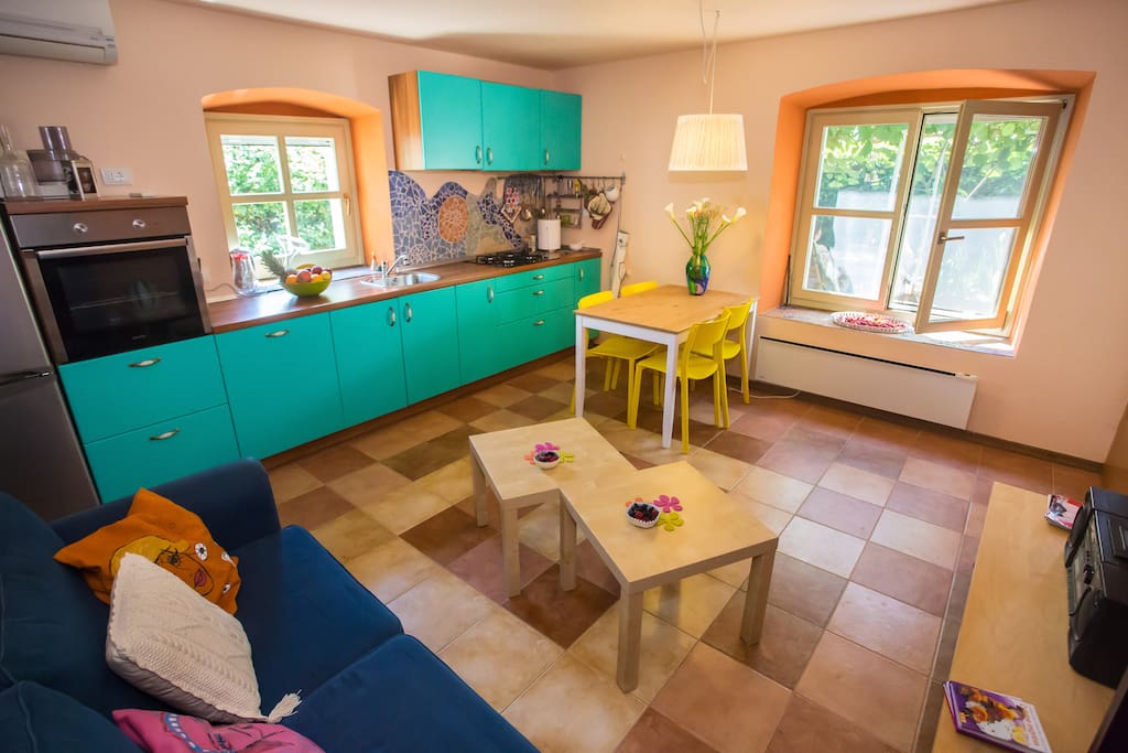 Kitchen with convertible bed