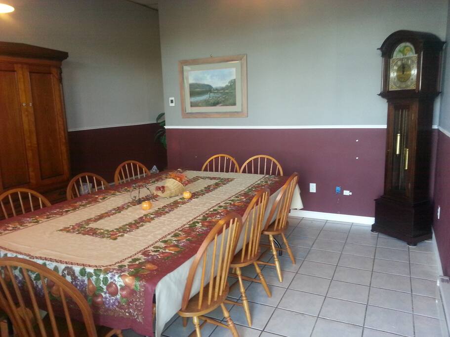 Dining Room seats up to 18. Commercial kitchen attached can provide catering for your group.