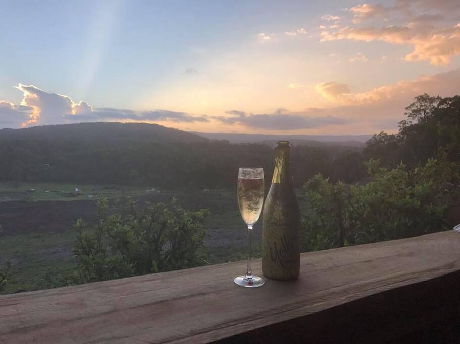 Enjoy our bush bar and fire pit with the perfect sunset!