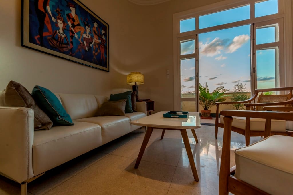 Living room in the evening light
