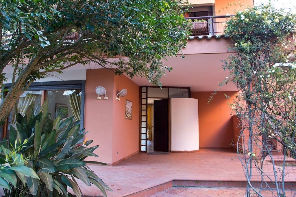 Entrance of villa with patio