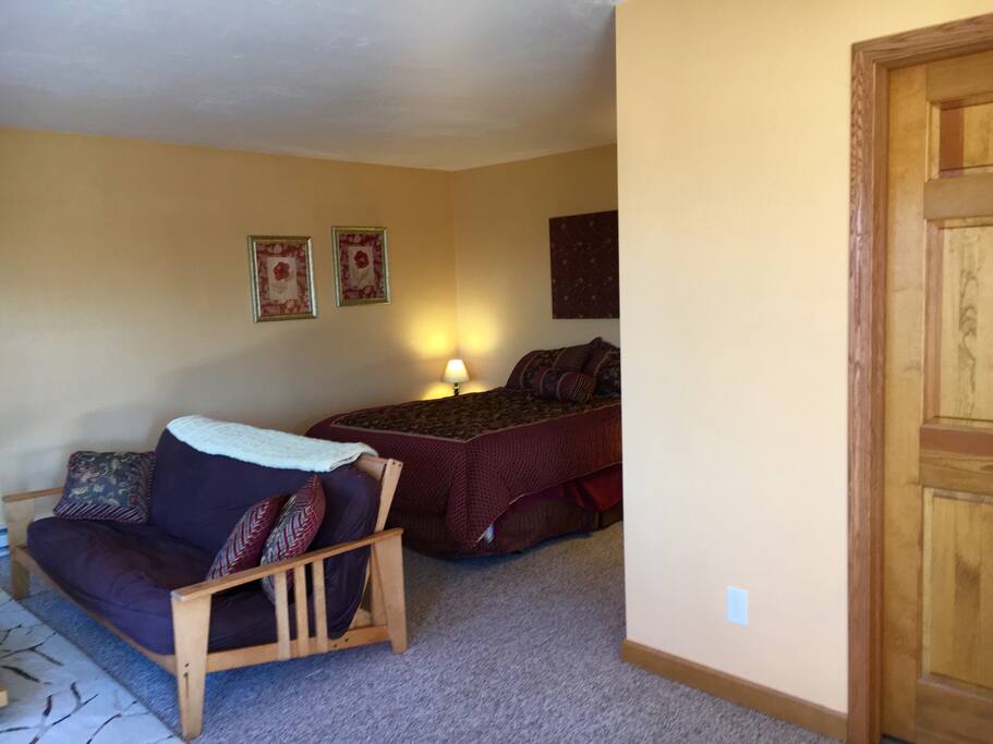 Queen bed and futon sofa