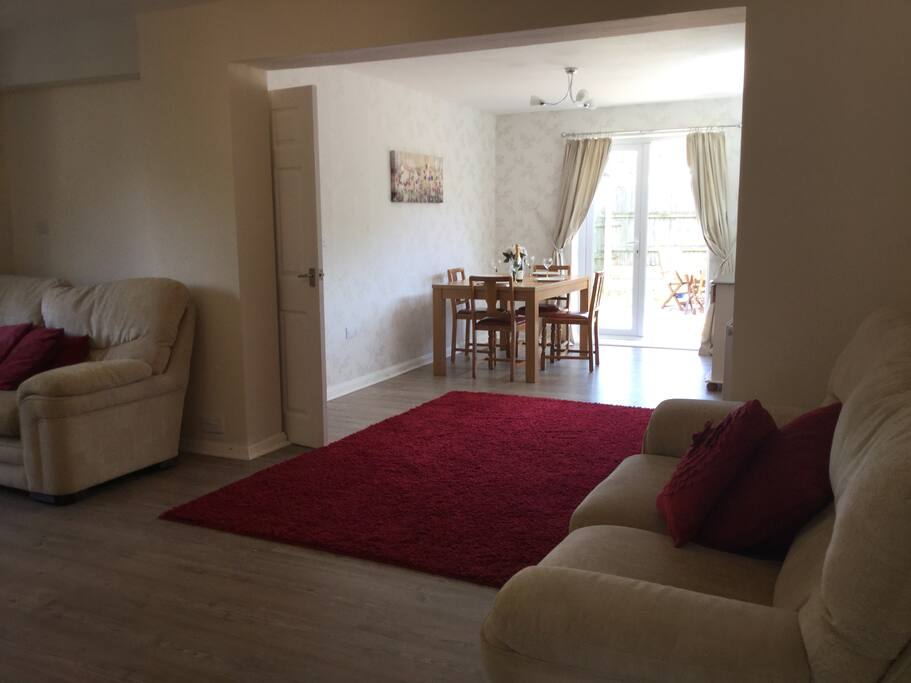 A comfortable and modern living and dining area.