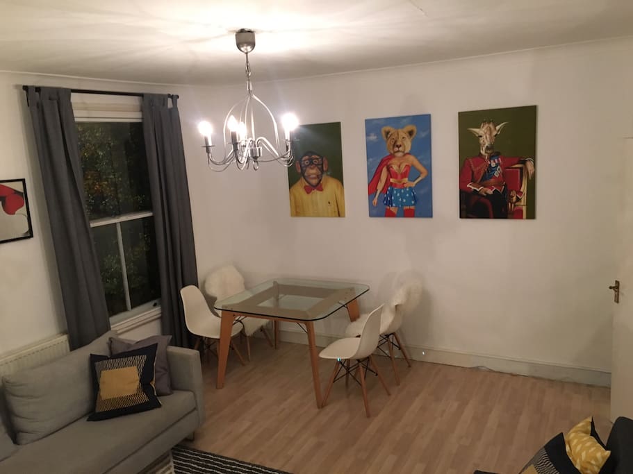Living room and dining area