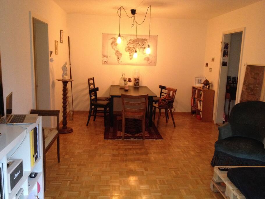 Our living room with dining table