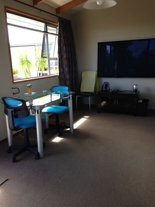 Large TV with Apple TV and Chromecast