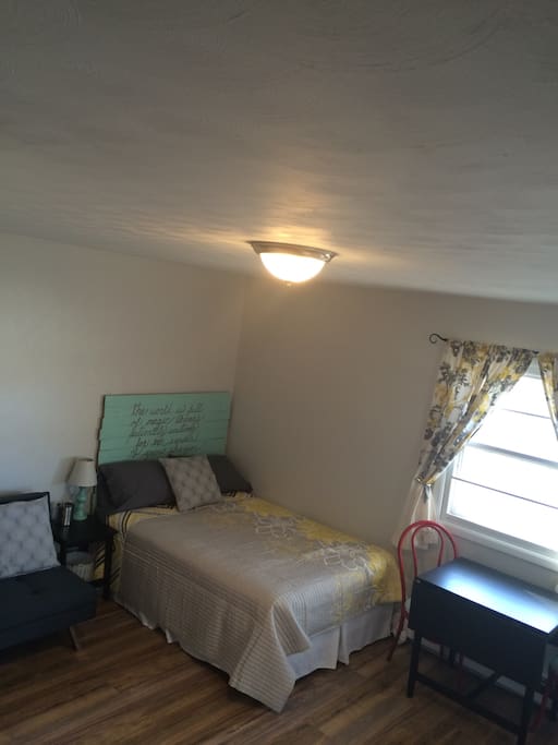 Lots of natural light! Quiet, residential location that is also only minutes from lots of activity!