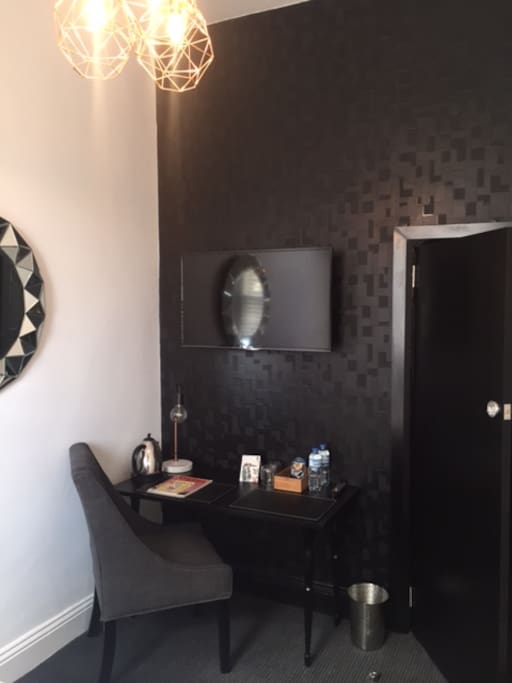 Smart TV, Desk, Fridge
