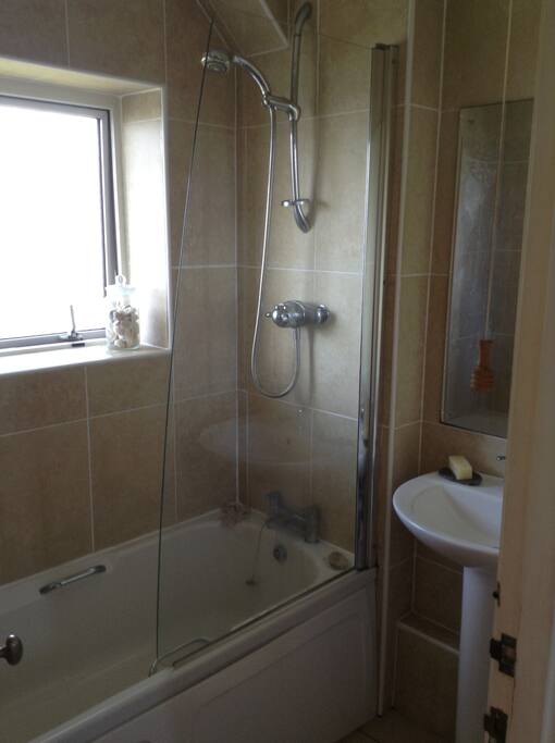 Bathroom with power shower