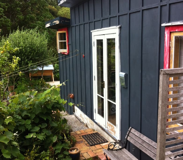 French doors open onto garden