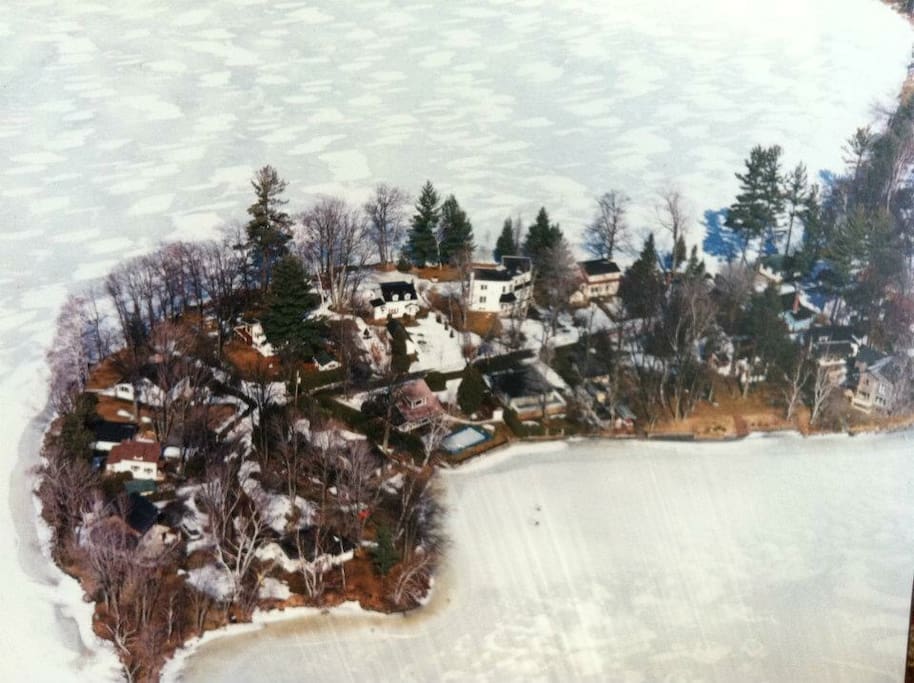 Aerial veiw of Fishers Point in winter