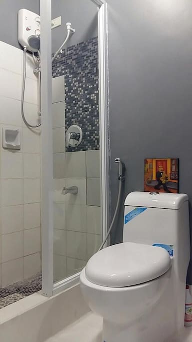Bathroom with heated shower
