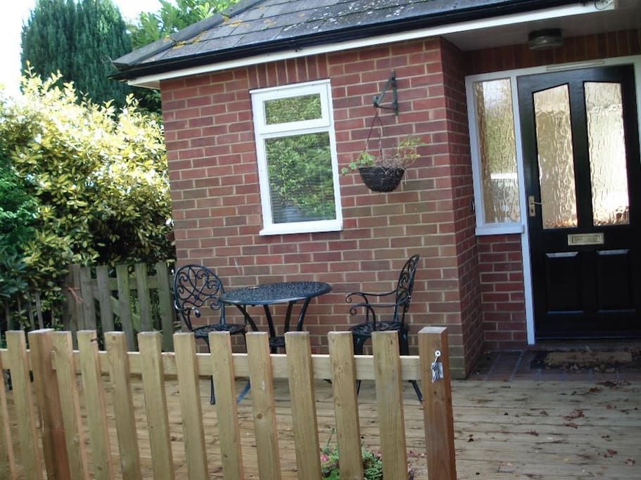 Decking area
Front door & Bistro set