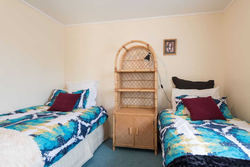 Comfortable single beds, bright room