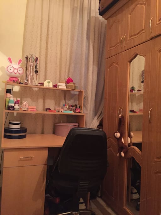 desk and closet in the bedroom