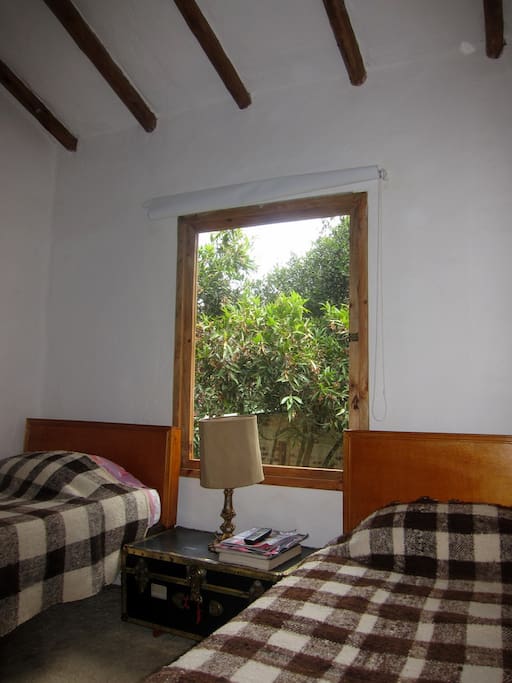 Two single beds. option to have a third single bed! for 10 USD. Pleas book for 3 if you are 3.