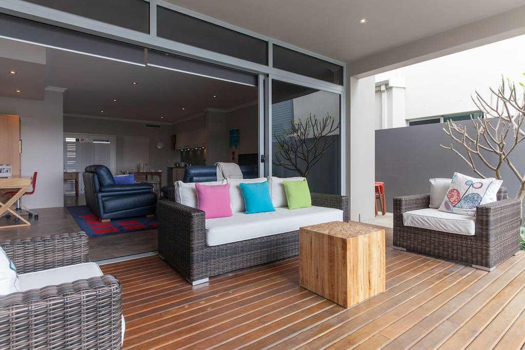Deck between pool and family room