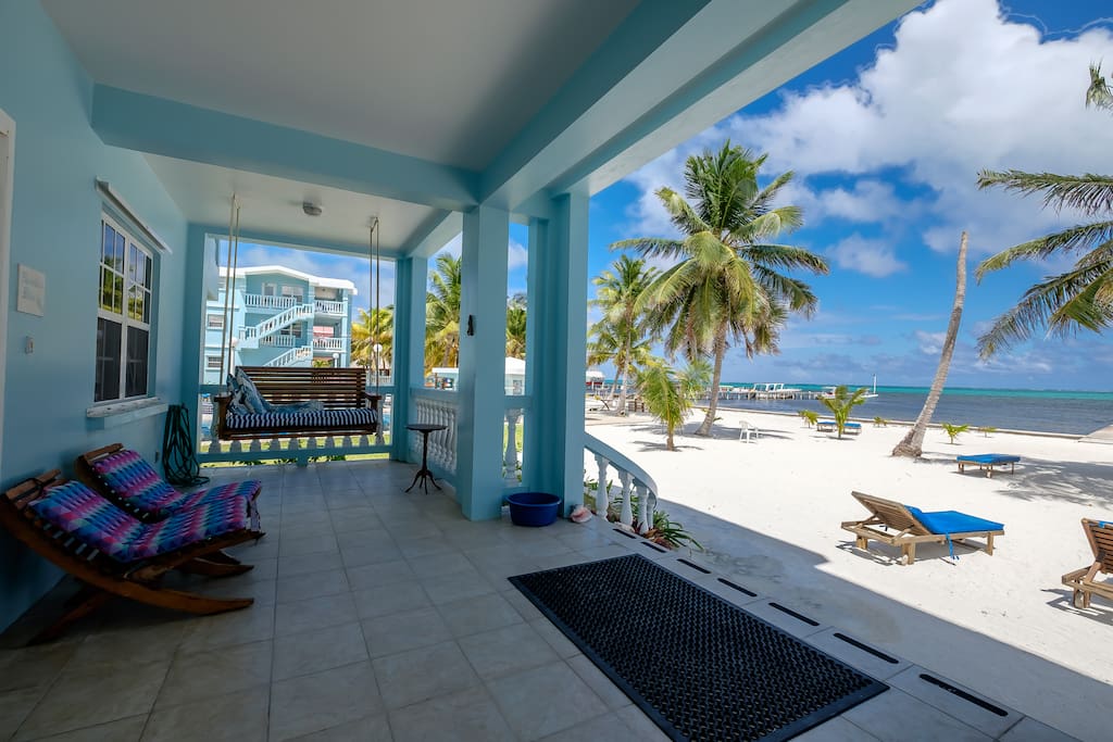 A view of your covered front porch. Only a couple steps on porch. B1 is perfect for those that can't climb stairs!