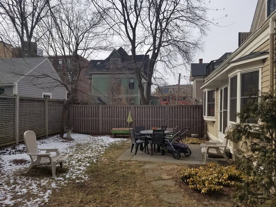 The backyard is a lovely place to be when the weather is warm.