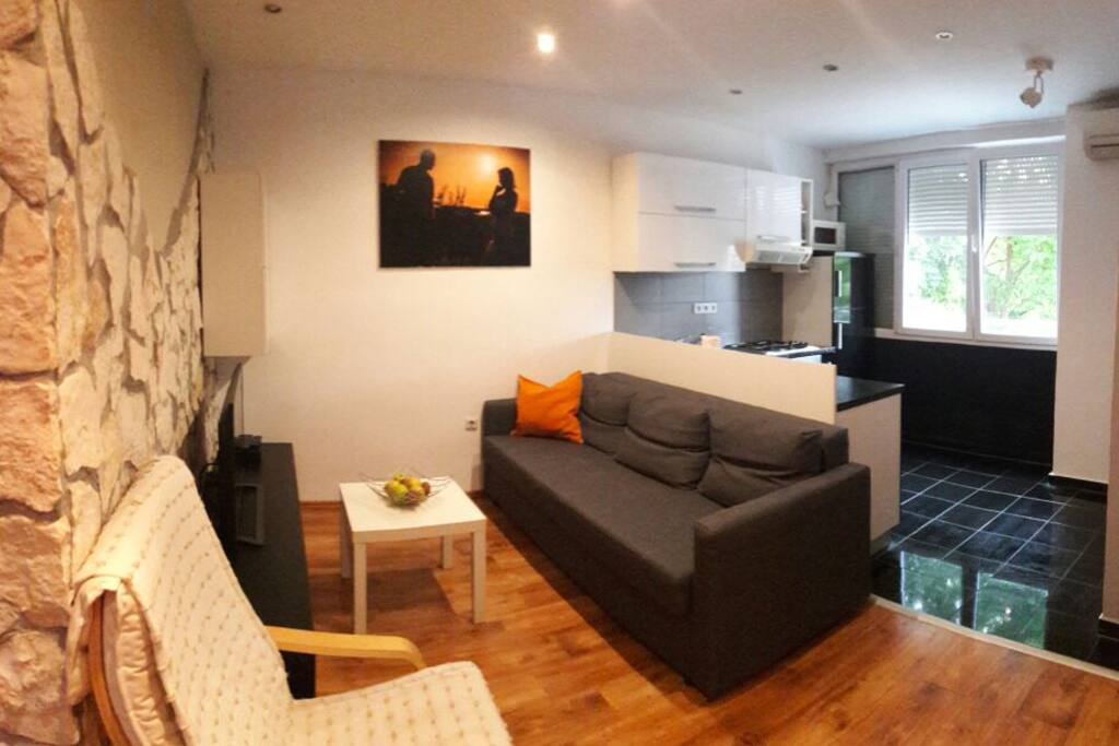 living room and kitchen