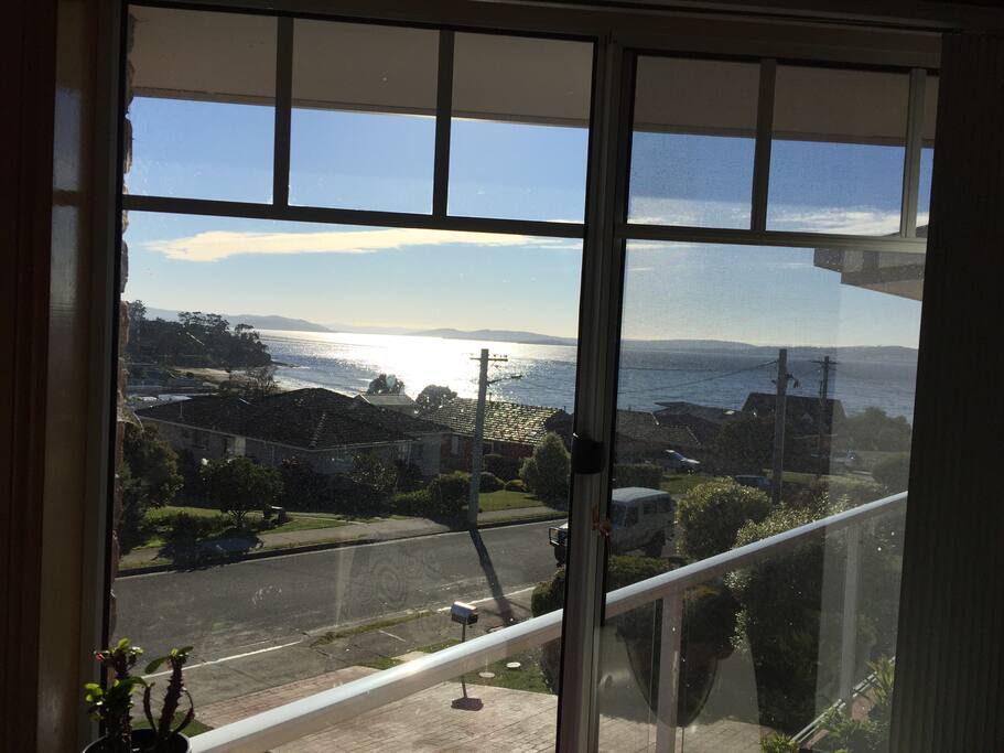 View from the kitchen overlooking the Derwent river and beach