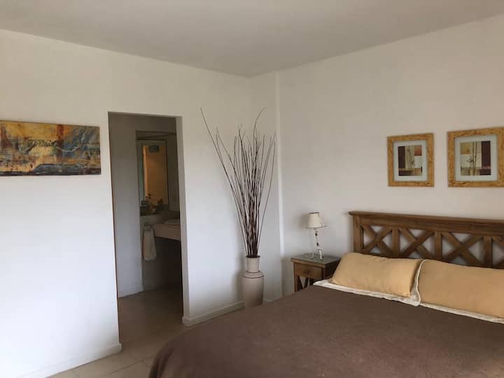 غرفة نوم رئيسية مع حمام داخلي.