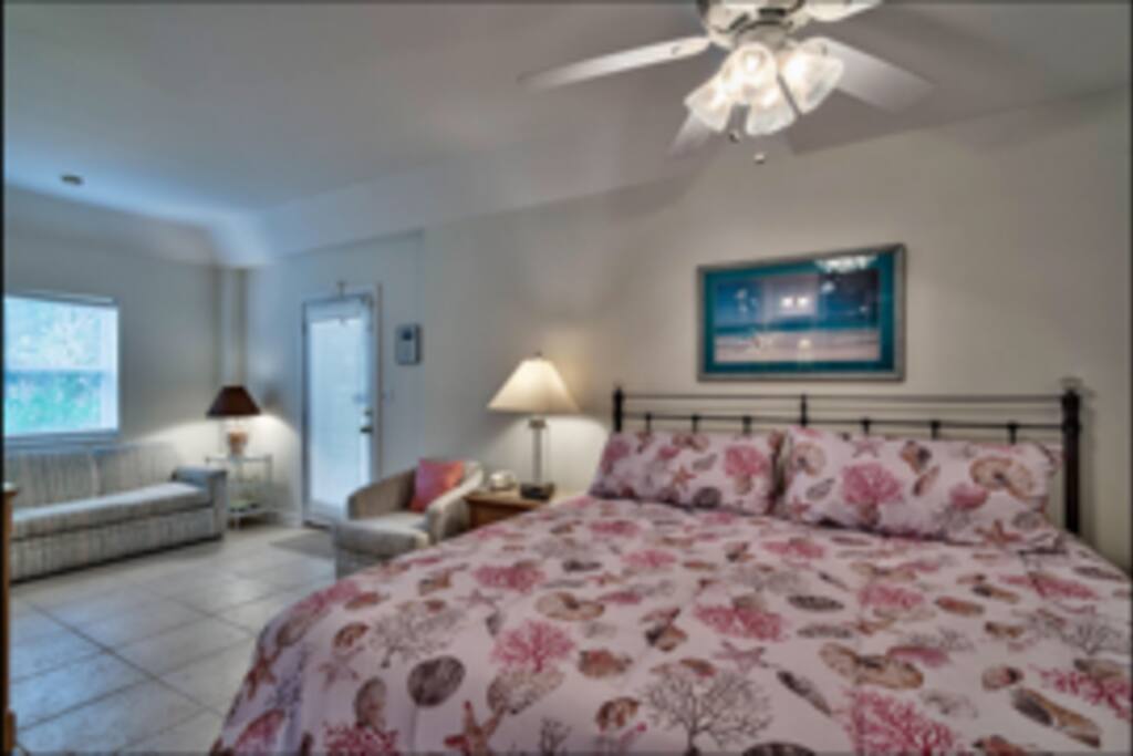 King bedroom with a pull out couch
