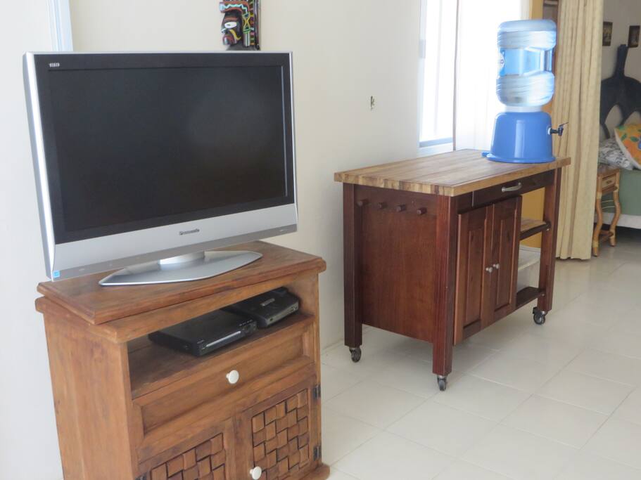 Large flat screen TV in living room