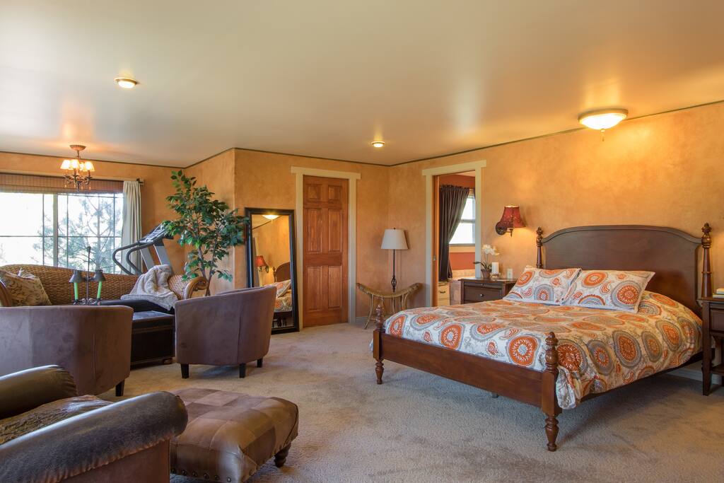 Large Living room size Main Bedroom with walk in closet containing washer & dryer.