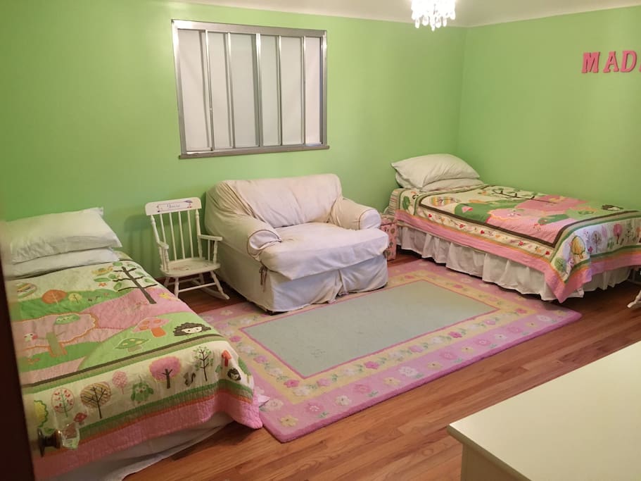 Two twin beds with plenty of room for extra guests