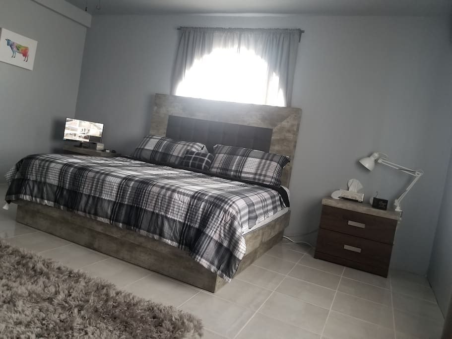 Master Room with King Bed/Private Bath/Free Indoor Parking
We can meet you at the Border, Airport or any location downtown to show you to the house.