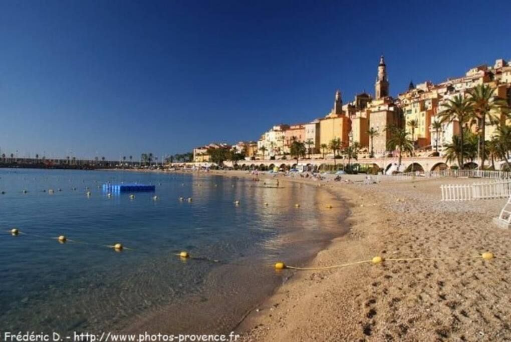 Beach in front of apartment building