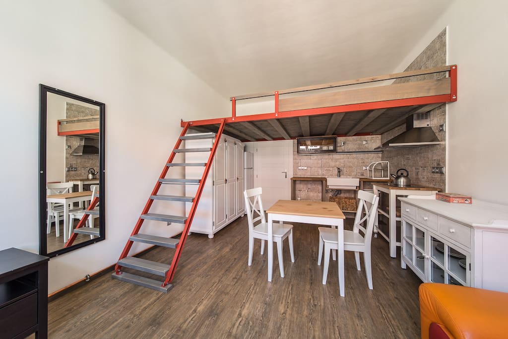 Big bed under the roof