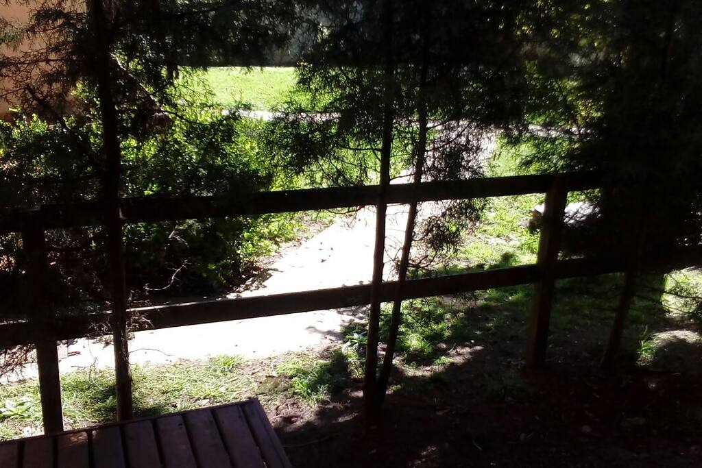 vista desde el jardin al complejo