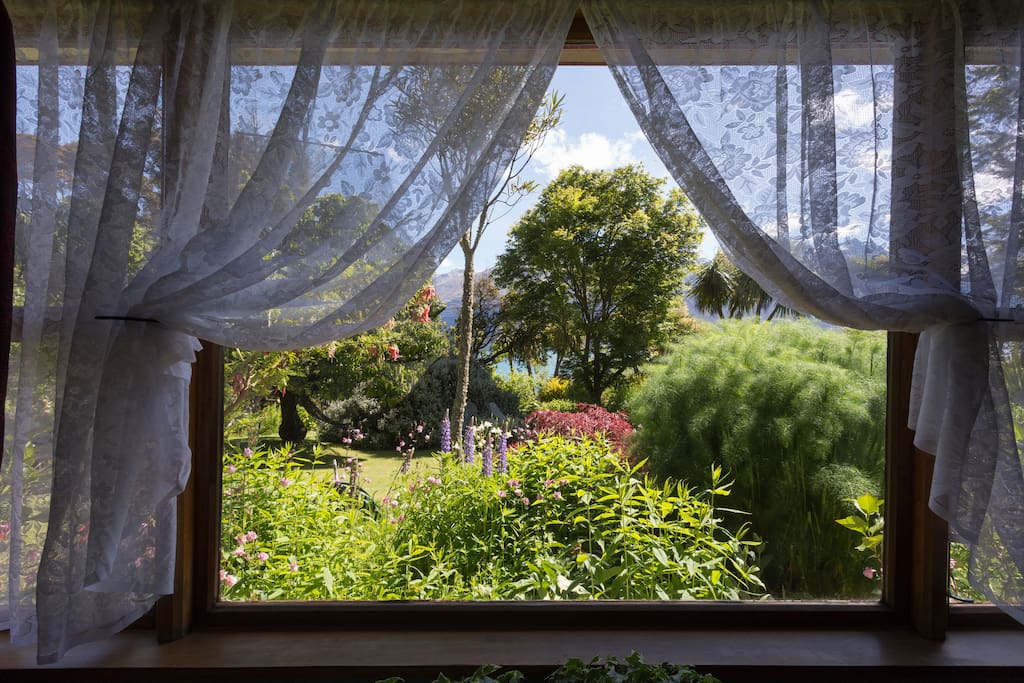 The garden view from the bedroom window.