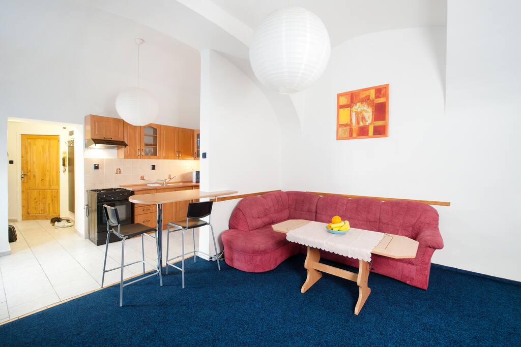 Living room and a kitchen.