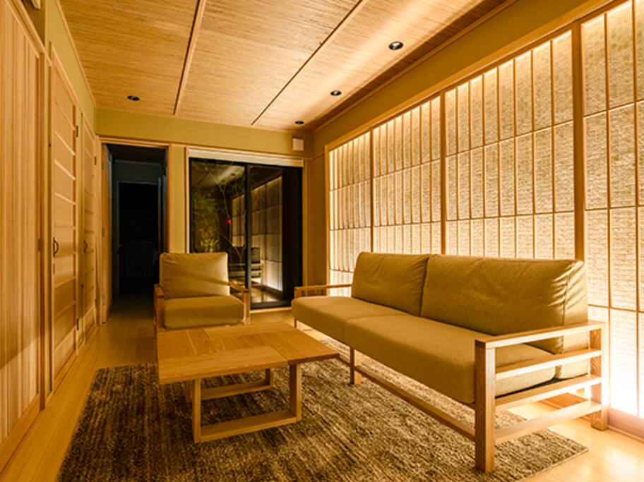 It will be a table with high class sofa. There is floor heating so it is warm.