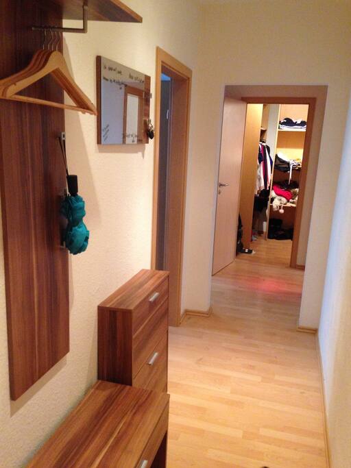 The hallway and the closet at the very end of it.