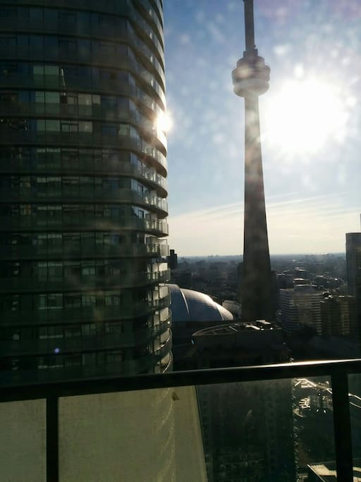 CN Tower + Skydome view (Rogers Centre) Looks stunning at night!