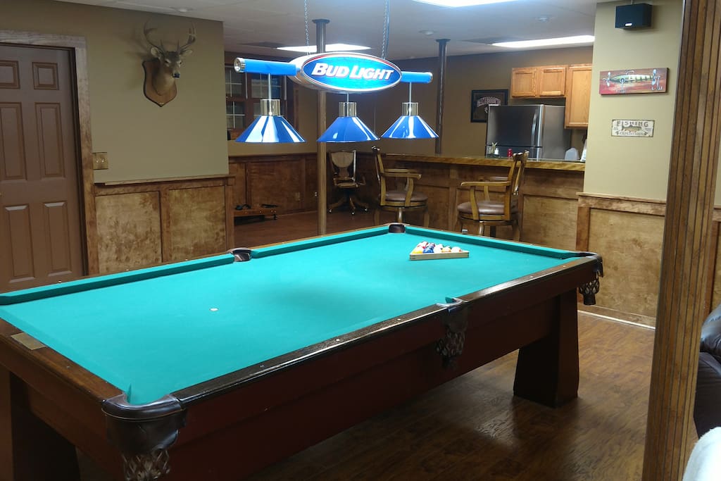 Man Cave Pool Table and Bar area