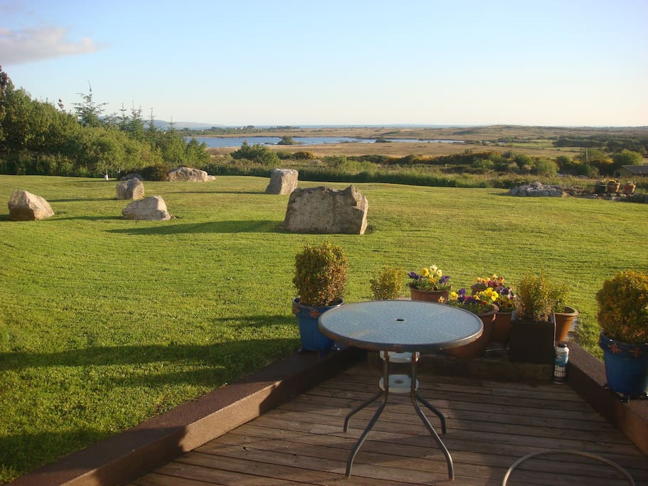 Decking area and views towards Galway Bay and beyond.