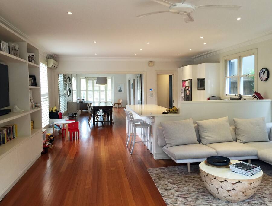 Open-plan dining and living area (looking South)