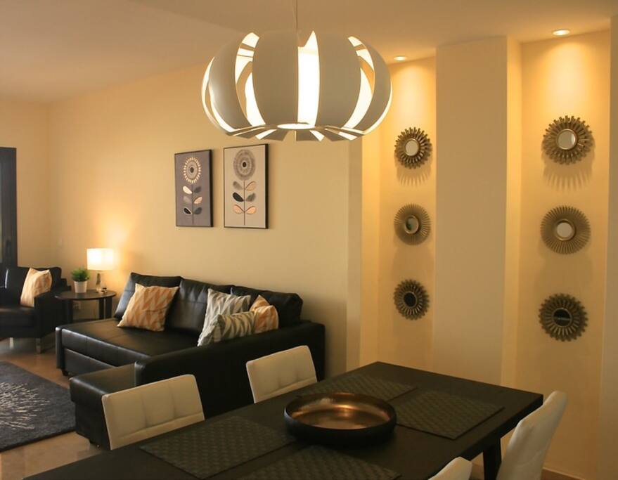 Our lovely family room, with Sky TV and balcony, views.