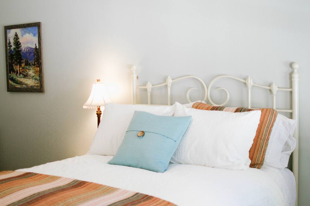 The large, bright, airy Blue Spruce room has a Queen-sized bed.